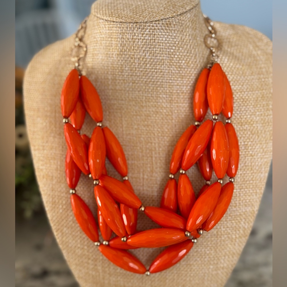 Amrita Singh Orange Multi-Strand Statement Neckla… - image 1